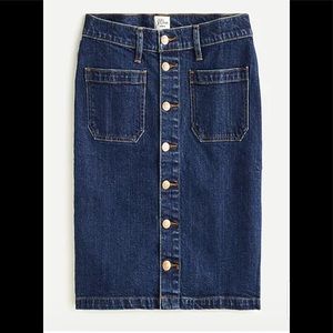 JCrew button front denim skirt in medium wash, size 28